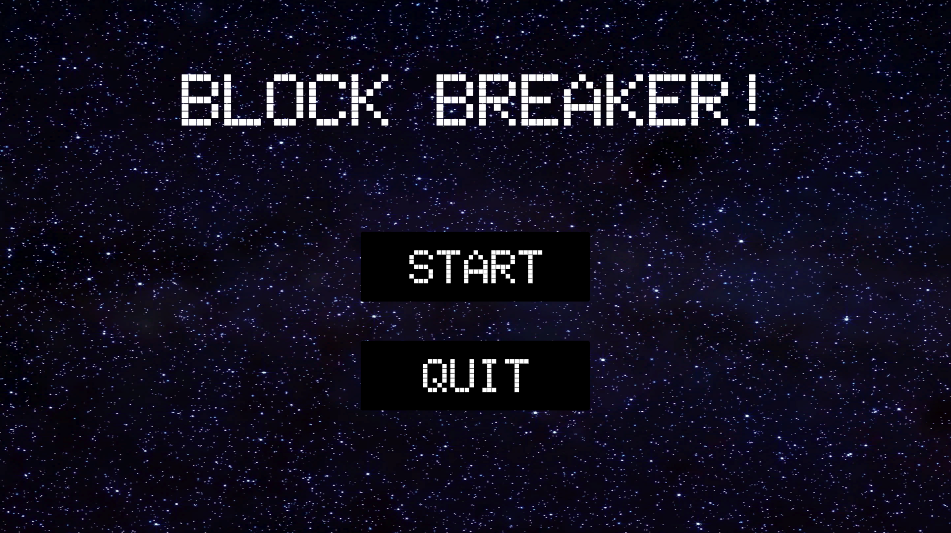 Start screen for the Block Breaker game